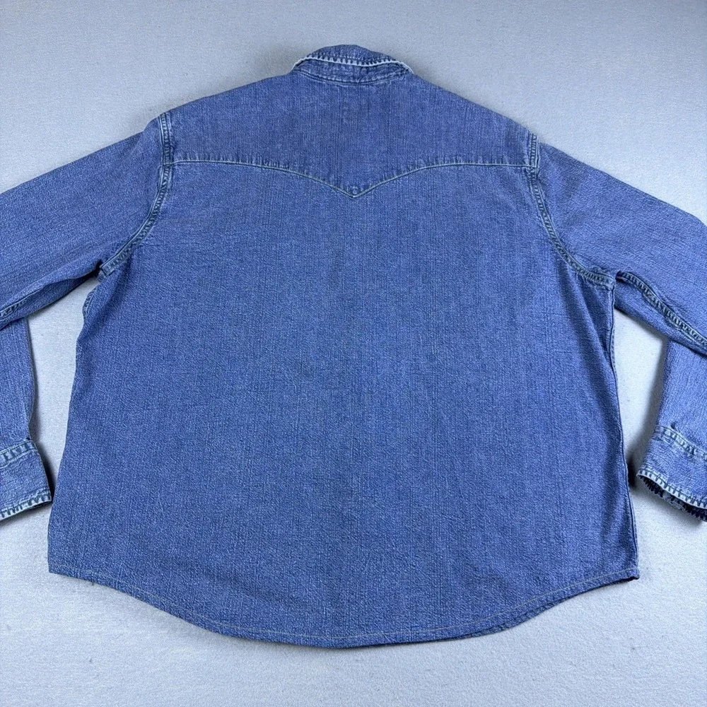 Levis Pearl Snap Shirt Mens Extra Large Blue Long Sleeve Denim Western Standard